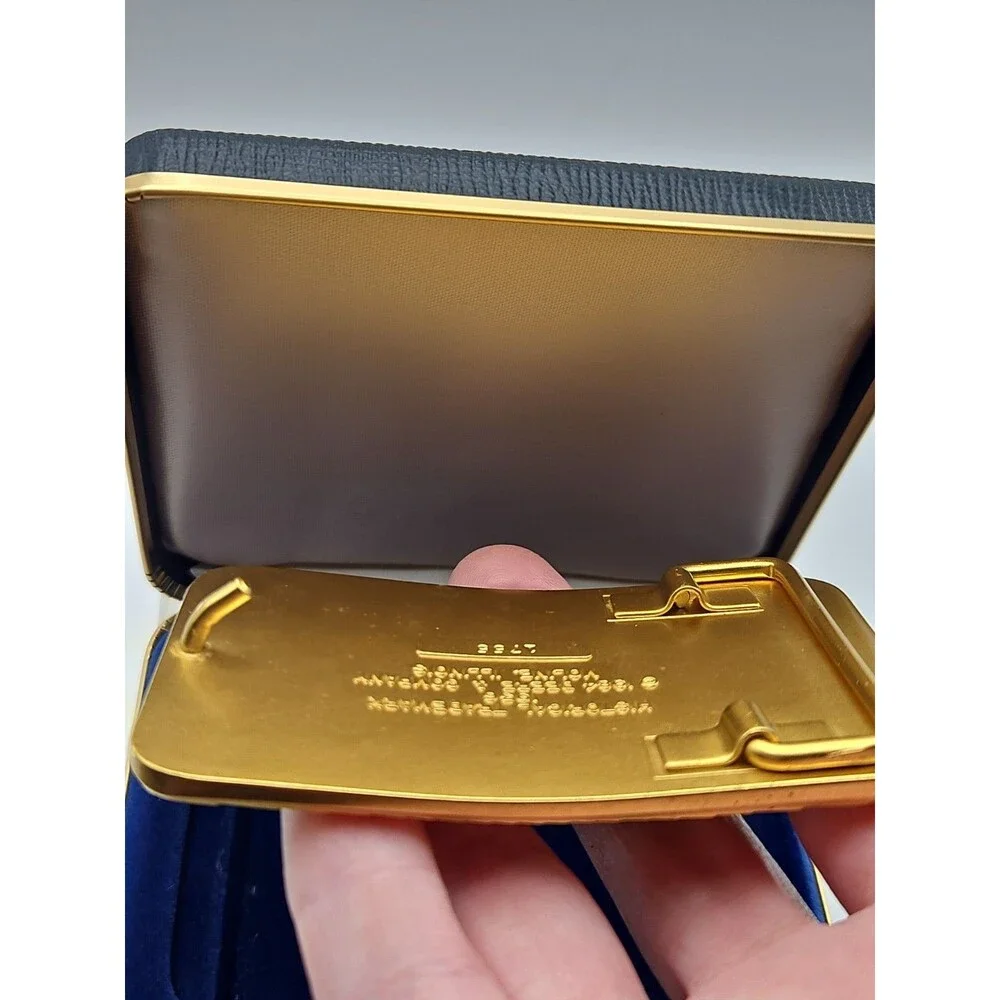 1984 JOHN DEERE Belt Buckle 1936 Historical Trademark 24-Carat Plated Limited